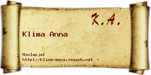 Klima Anna névjegykártya