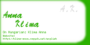 anna klima business card